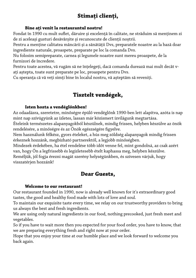 Meniul restaurantului Tip Top, pagina 2