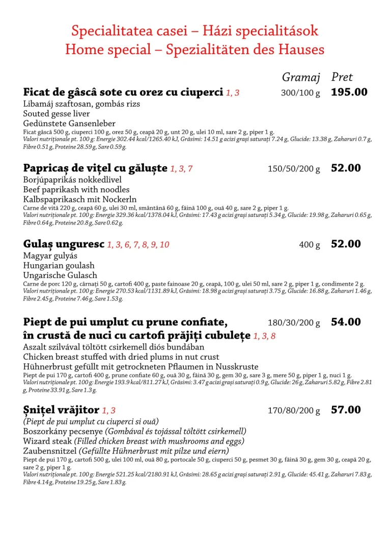 Meniul restaurantului Tip Top, pagina 3