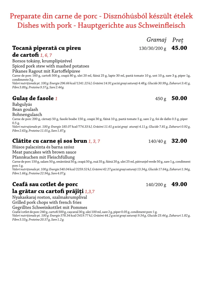 Meniul restaurantului Tip Top, pagina 9