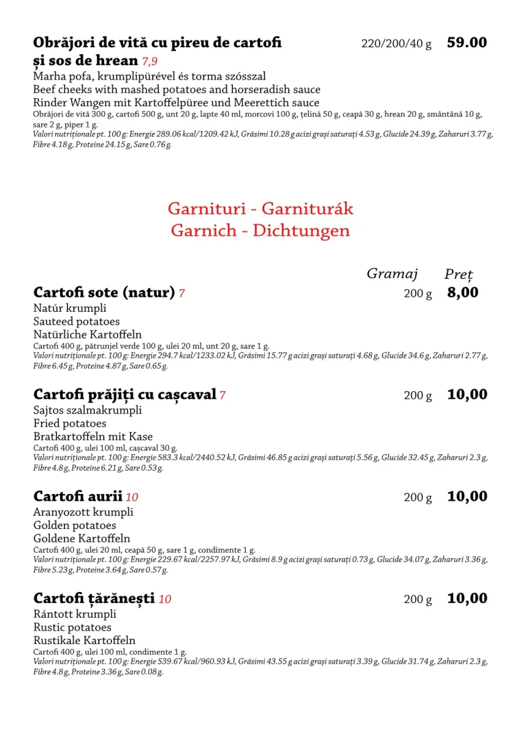 Meniul restaurantului Tip Top, pagina 12