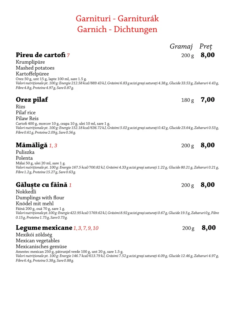 Meniul restaurantului Tip Top, pagina 13