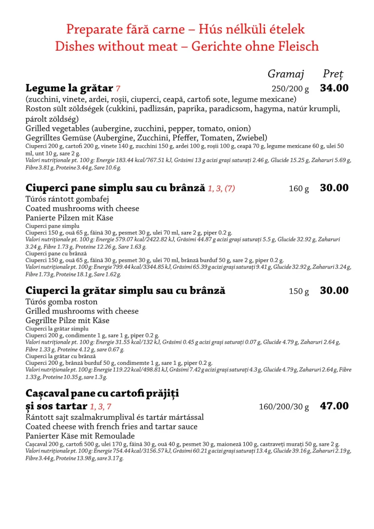Meniul restaurantului Tip Top, pagina 14