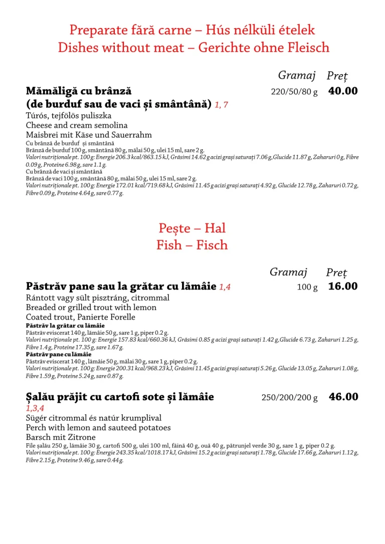 Meniul restaurantului Tip Top, pagina 15