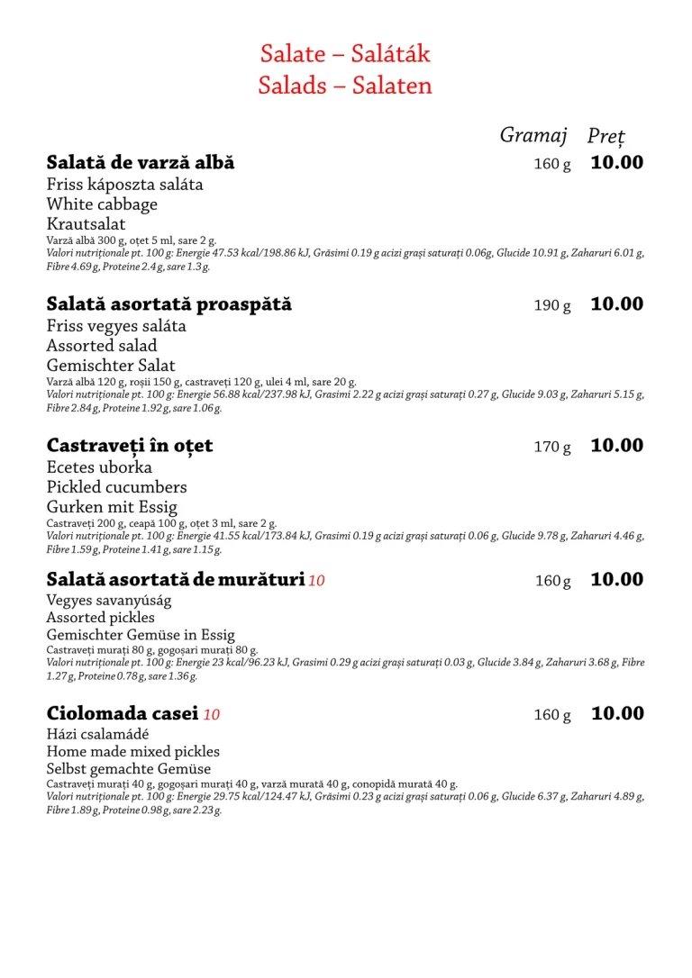 Meniul restaurantului Tip Top, pagina 17