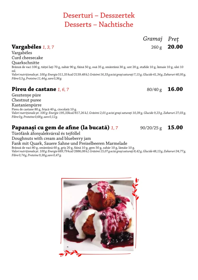 Meniul restaurantului Tip Top, pagina 19