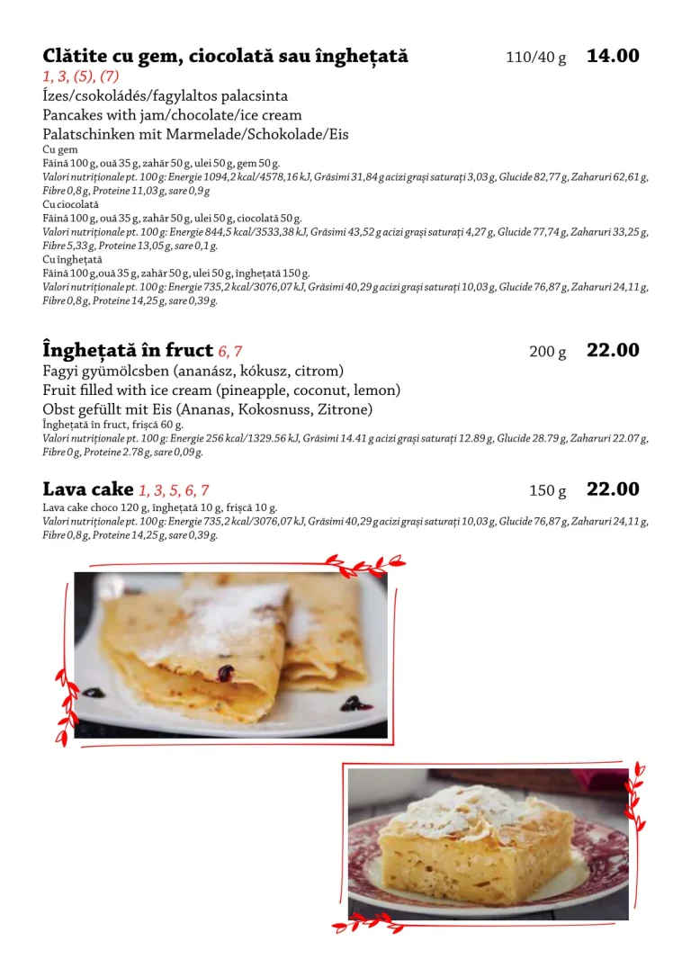 Meniul restaurantului Tip Top, pagina 20