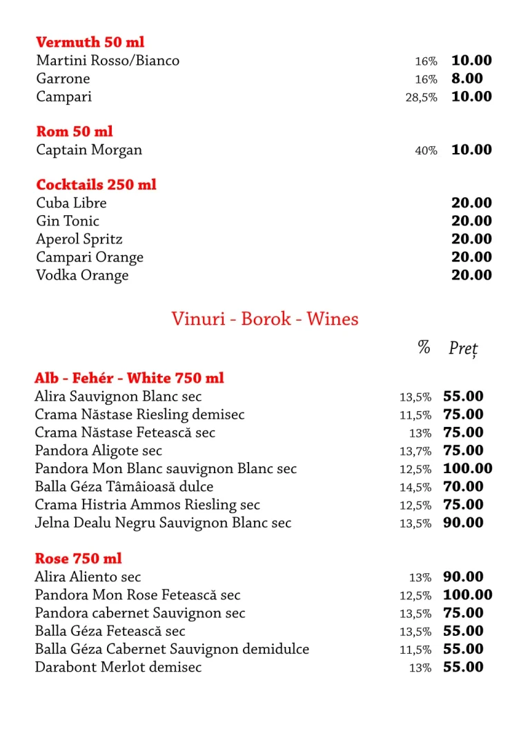 Meniul restaurantului Tip Top, pagina 22