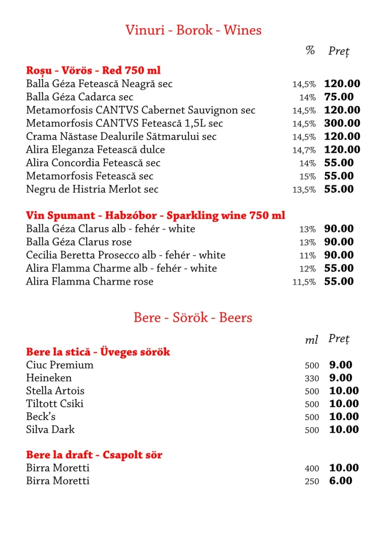 Meniul restaurantului Tip Top, pagina 23