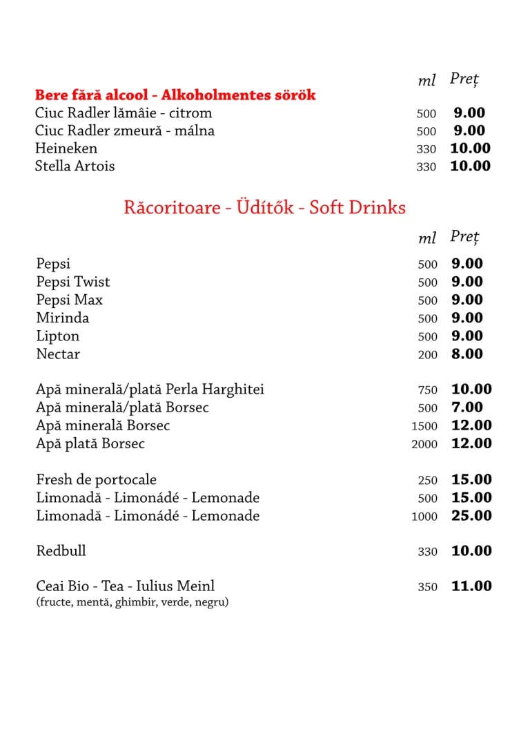 Meniul restaurantului Tip Top, pagina 24